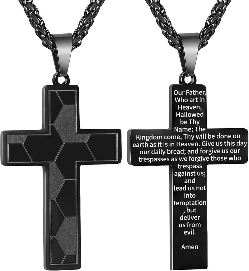 GLITTO Store Soccer Cross Necklace for Boys Men Stainless Steel Bible Verse Pendant with20+2 Inch First Communion Baptism Religious Sports Jewelry Gift - Image 1